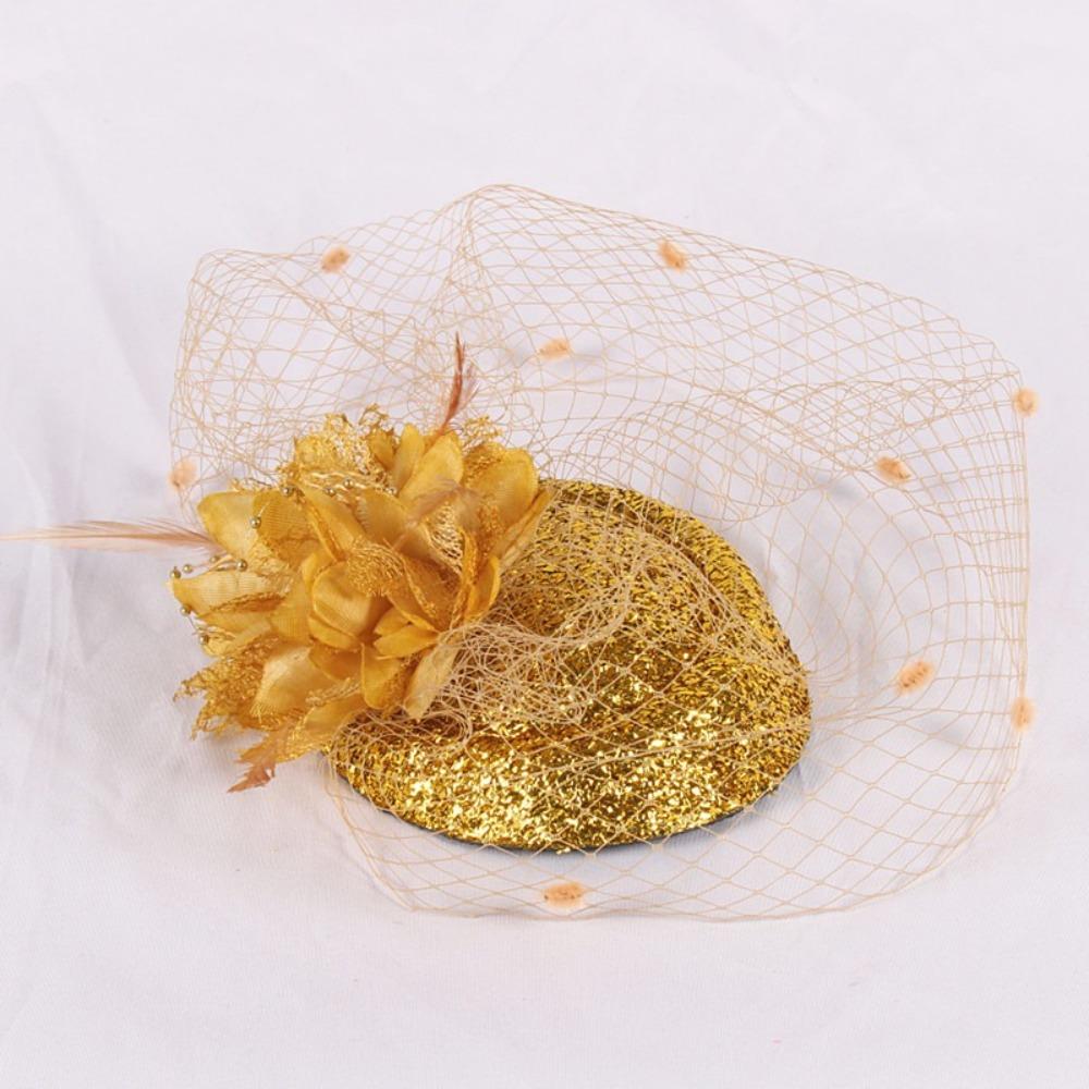Floral Veil Formal Hat Polyester Flower Headpiece Elegant Headwear Dress Up