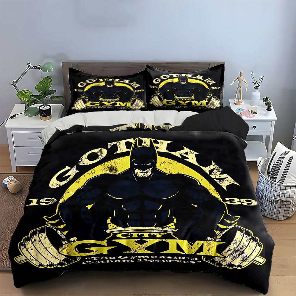 Дизайн Футболки с Логотипом Gotham Gym Комплект Постельного Белья Пододеяльник Пододеяльник Наволочки (1*Пододеяльник 2*Наволочки, без одеяла)