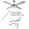1pcs Ceiling Fan Lights Switch Zingear Ze-208s E89885 3 Speed 4 Wire Fan Switch Pull Chain ,fan Lig