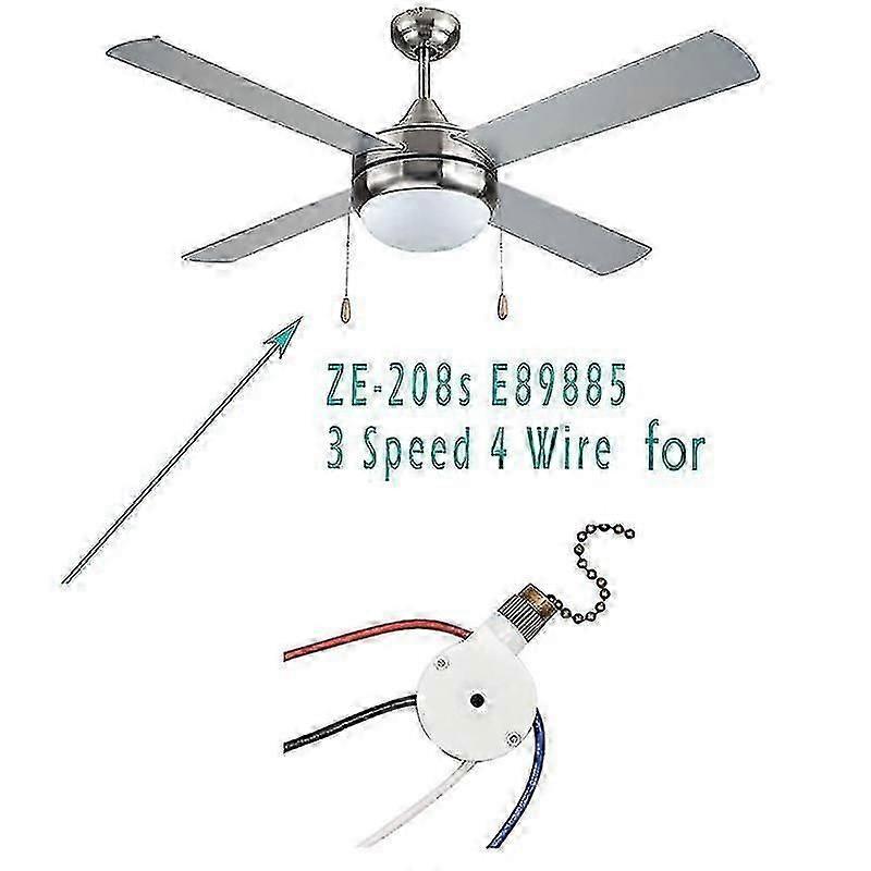 1pcs Ceiling Fan Lights Switch Zingear Ze-208s E89885 3 Speed 4 Wire Fan Switch Pull Chain ,fan Lig