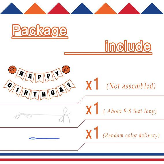 Basketball Birthday Banner | Basketball Theme Happy Bday Bunting Sign, Basketball Party Decoration