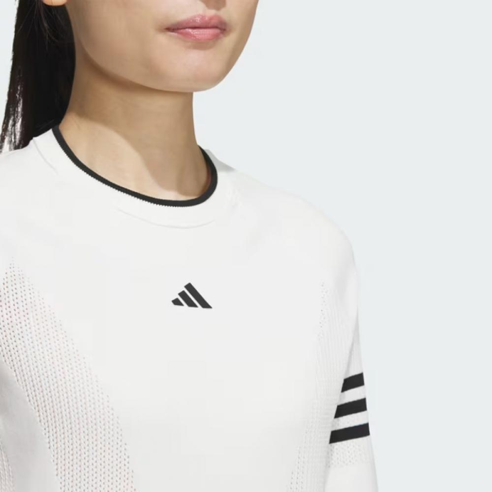 Adidas Golf 2024 Women S KniTTed T ShirT 3S Long Sleeve Pullover SweaTer whiTe Ik9797