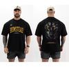 2026Unisex Gym Workout Wolf Graphic T Shirt Men Fitness Animal Portrait Double Sided Print Short Sleeve Heavy Cotton Training