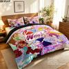 Winx Club Pattern Bedding Quilt Set Quilt Cover Pillowcase Home Birthday Gift(1 * duvet cover + 2 * pillowcase, without core)