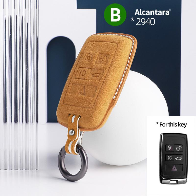 Suede Car Key Case Holder Keychain for Land Rover Range Rover Discovery 5 Sport 2018 2019 for Jaguar XEL E-PACE 2019 Accessories