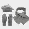 Осенне-зимний однотонный вязаный берет шарф перчатки с сенсорным экраном набор из трех предметов женская уличная теплая шерстяная шапка шарф перчатки