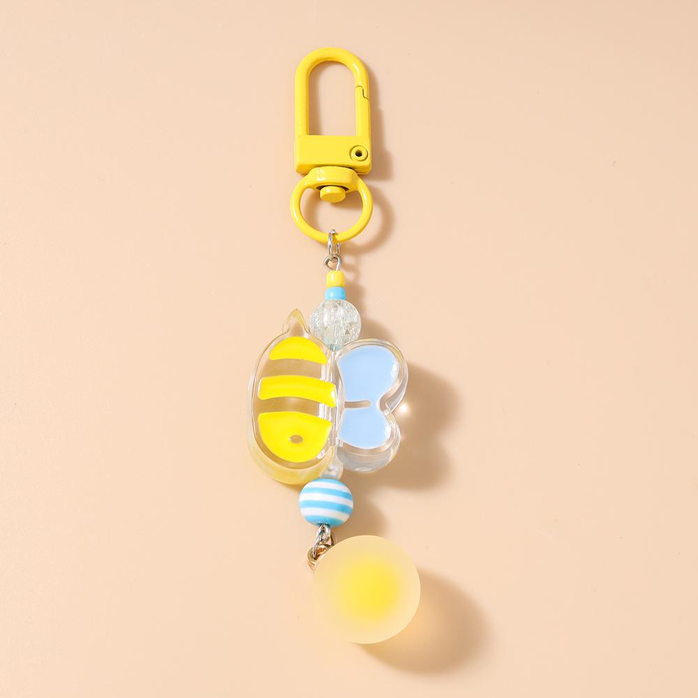 Cute Resin Bee keychain Women Girls Bowknot Key Ring Pendants for Handbag Charms DIY Key Chain Jewelry Gifts