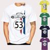 Beetle 53 T-shirt Men's Car Short Sleeve Minimalist Herbie T-shirt Rally Racing Men's Black Printed 3D T-shirt