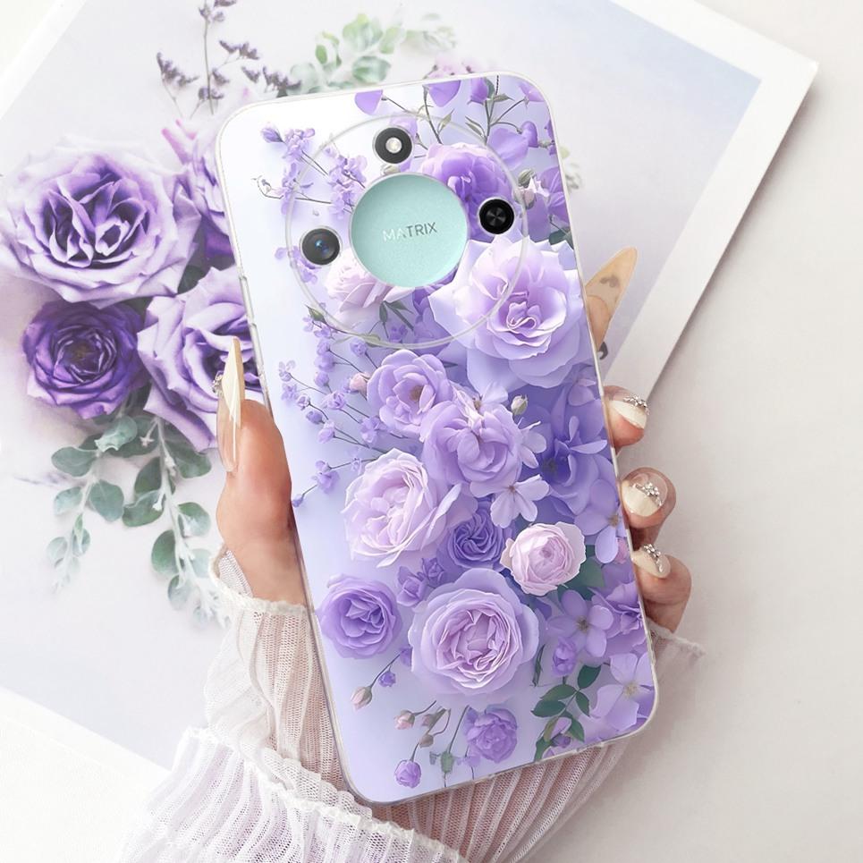 Luxury Flower Butterfly Bow Pattern Casing For Honor X9C Smart Back Cover Clear Soft Silicone Phone Case For Honor X60 5G