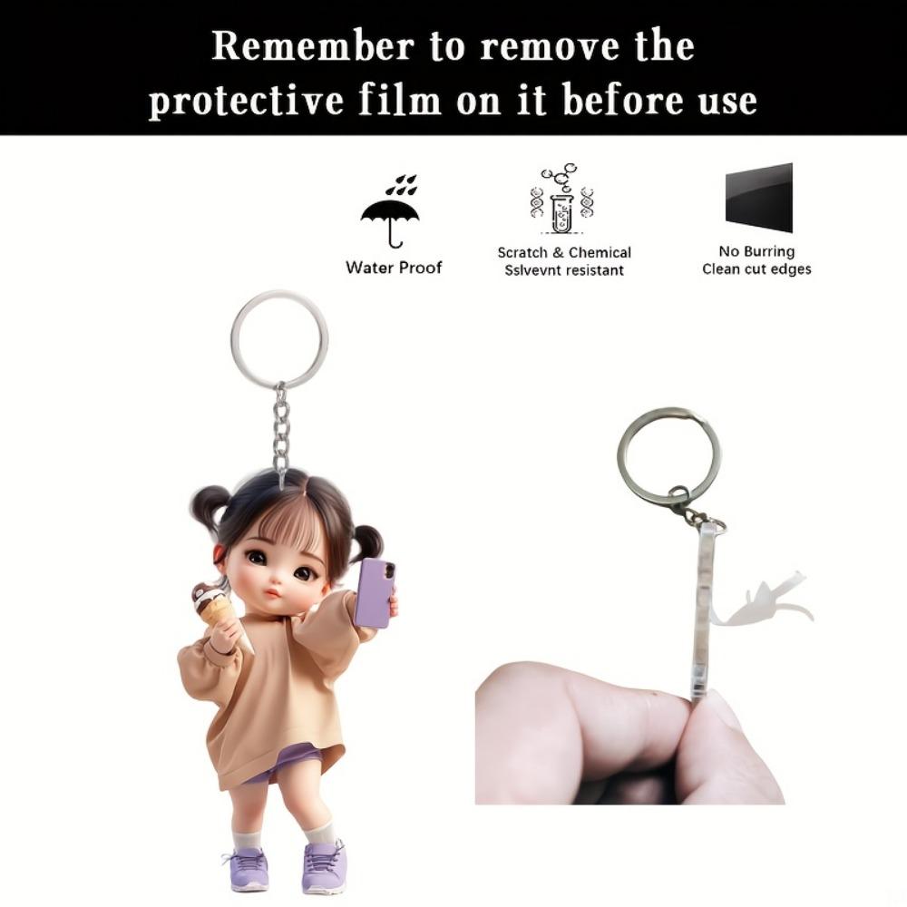 Милый акриловый брелок с рисунком девочки для праздничных подарков и подвеска для рюкзака