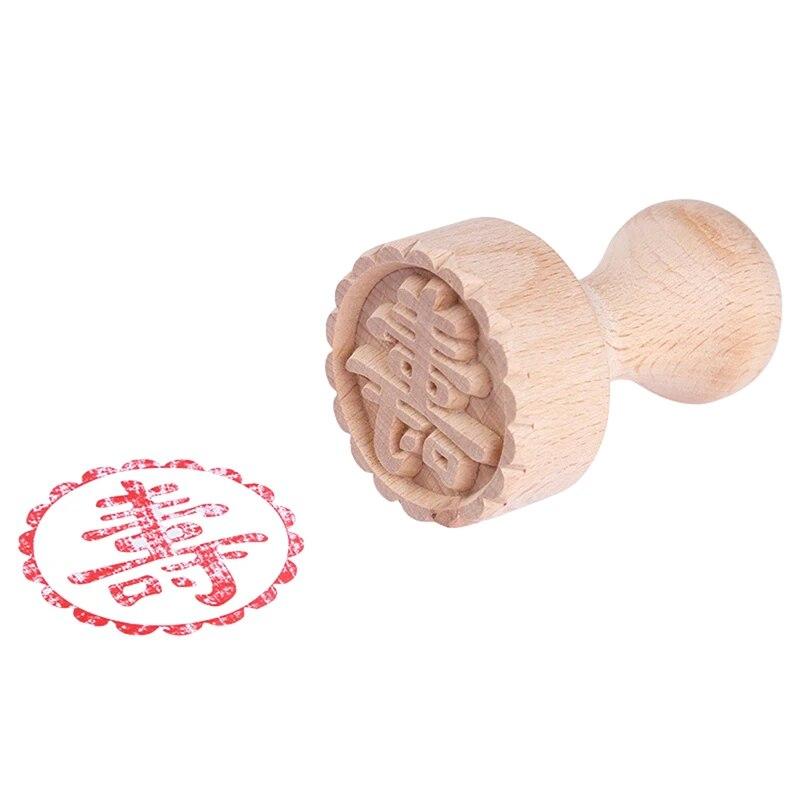 Круглый деревянный штамп с ручкой диаметром 5 см, штамп с китайским иероглифом «Лунный торт», штамп для кондитерских изделий, штамп с благословением