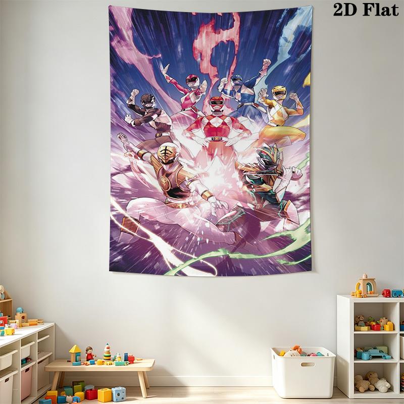 Power Rangers Galactic Heroes Unite Tapestry Wallmounted Fashion Print Wall Covering Decoration Soft Homestay Soft Decoration Tapestry