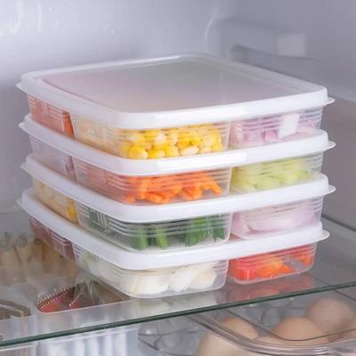 4 сетки, ящик для хранения продуктов питания, фруктов, портативное отделение, органайзеры для холодильника, морозильной камеры, упакованное мясо, лук, имбирь, прозрачный, хрустящий