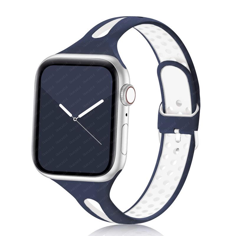 Двухцветный силиконовый спортивный ремешок для Apple Watch Series 8 Сменный браслет