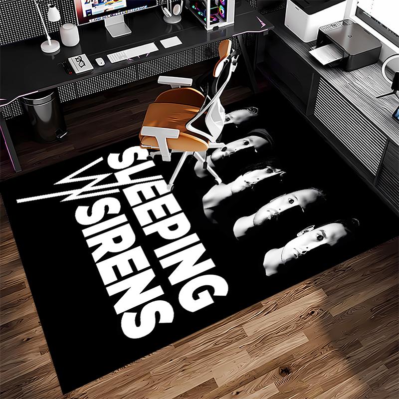 1 шт. Ковер с принтом Sleeping With Sirens - Мягкий, Моющийся, Нескользящий Коврик для Помещений под Офисные Стулья, Гостиную, Домашний Офис, Декоративный Ковер