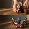 Halloween Witch Ornament on Broomstick Resin Figurine, Gnome Statue with Wizard Hat, For Shelf Vintage Spooky Decor for Desk Table, Gift Lovers