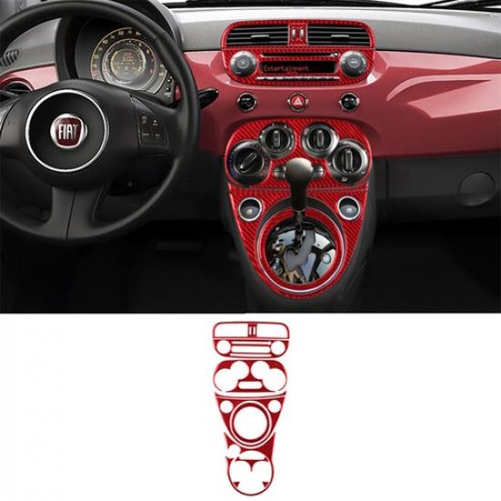 11Pcs Red Carbon Fiber Interior Central Console Cover Trim For Fiat 500 Type A