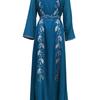 Luxury Women's Embroidered Dress for Muslim Parties, Waist Tied and Slim Fitting Long Style