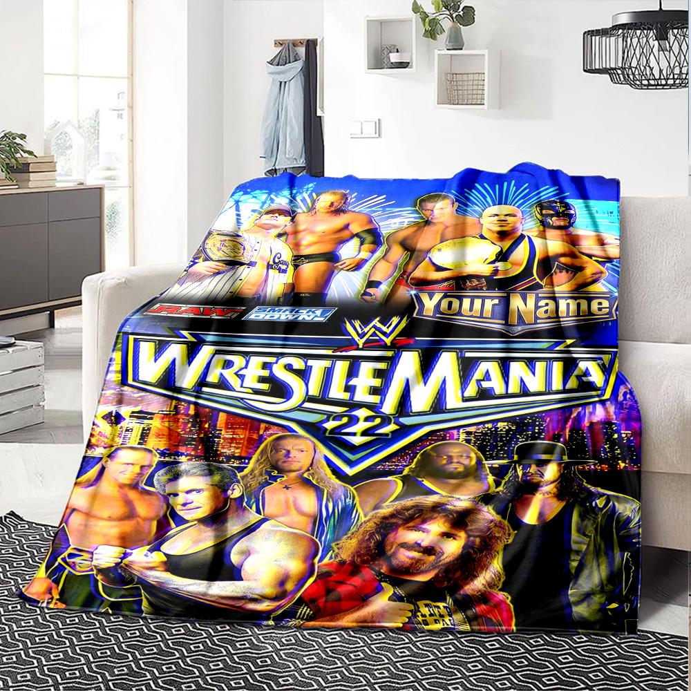 Wrestlemania Personalized Text Blanket Cozy Personalized Blanket Soft & Cozy Versatile for Living Room Nap Home Decor Office Chair All-Season Use