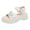 Platform Sandals Women's 2025 Summer New Korean Version Fashion Round Head Open-toed Belt Buckle Casual Beach Roman Sandals