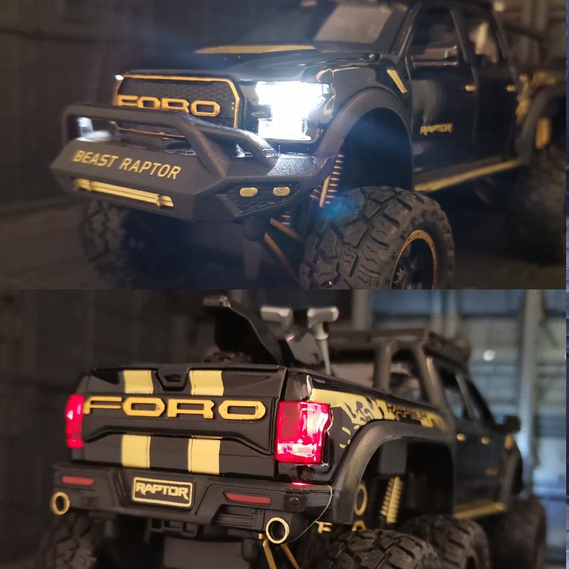 1/28 Ford Raptor F150 литая модель автомобиля игрушечная модифицированная металлическая внедорожная техника модель автомобиля звук свет коллекция детские подарки