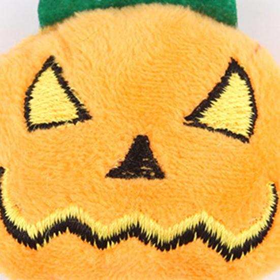 Self-entertainment Cat Toy Halloween Pumpkin Toy, Squeaky Stuffed Chew Interactive Soft Plush with Feathers for Indoor Cats