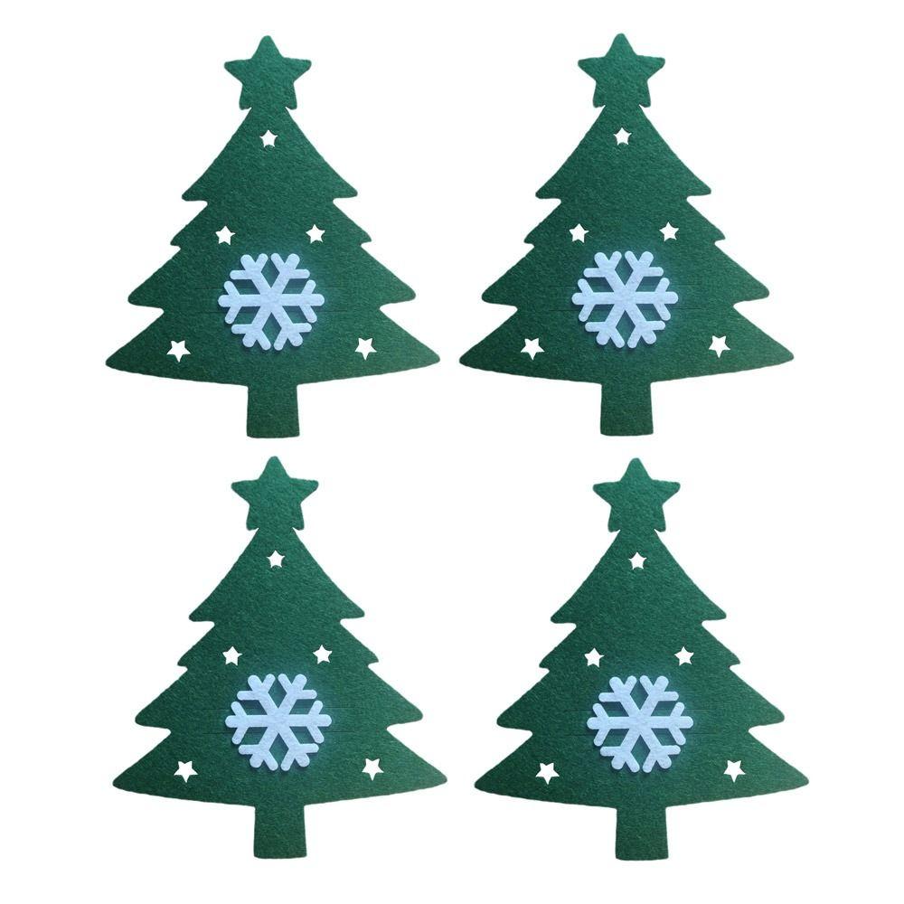 4 шт. Нетканый материал Рождественский держатель для столовых приборов Санта-Клаус Рождественская елка Карман для столовых приборов Сумка для столовых приборов Чехол для столовых приборов с лосем