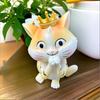 Yousheng Милая Фигурка Кошки Маленькая Смоляная Статуэтка Кошки с Короной Мультяшное Настольное Украшение для Дома Офиса Автомобиля Подарок для Любителей Кошек