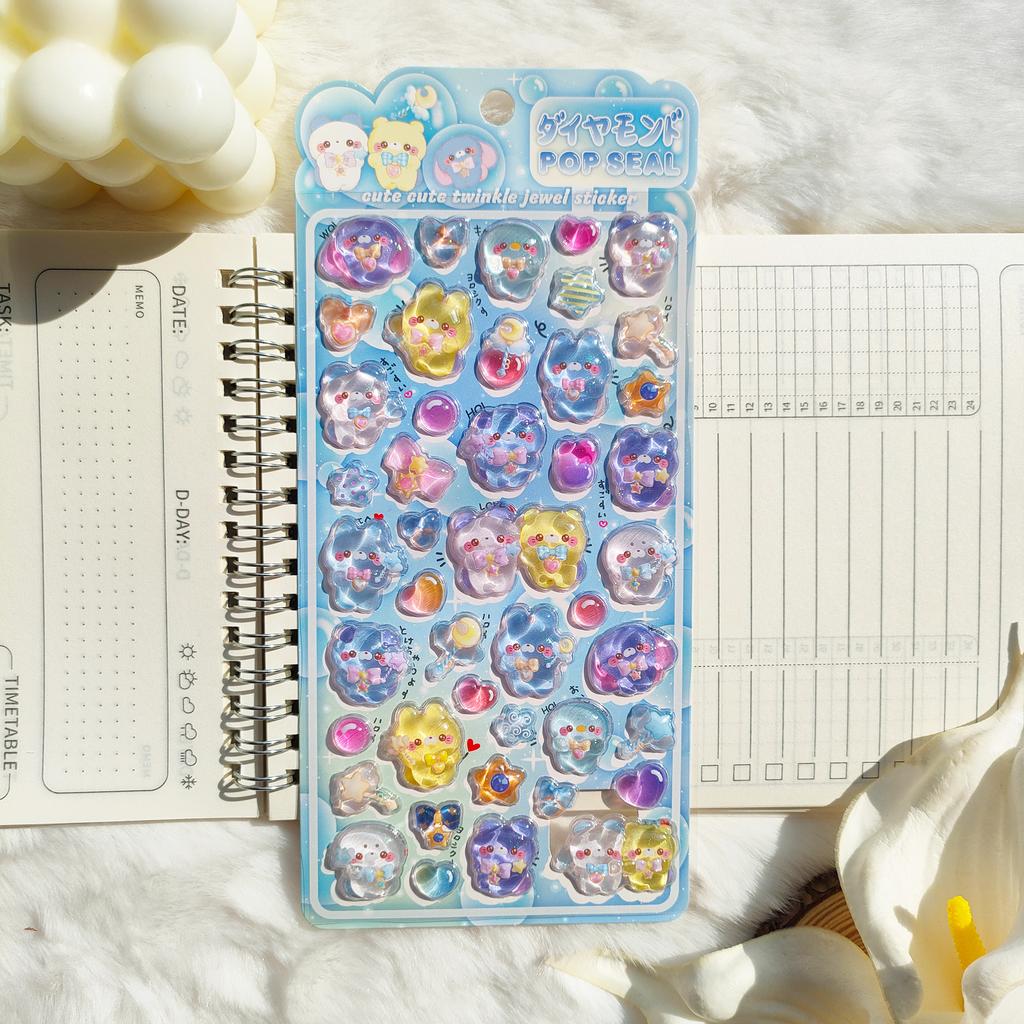 Sparkling Crystal Tit 4Pcs Stickers - Cute Spring Bird Relief Decals Ideal for Notebook Phone Case DIY Kids Girls Gift Presents