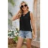 Летняя новая разноцветная круглая горловина плиссированная жилетка без рукавов футболка топ для женщин