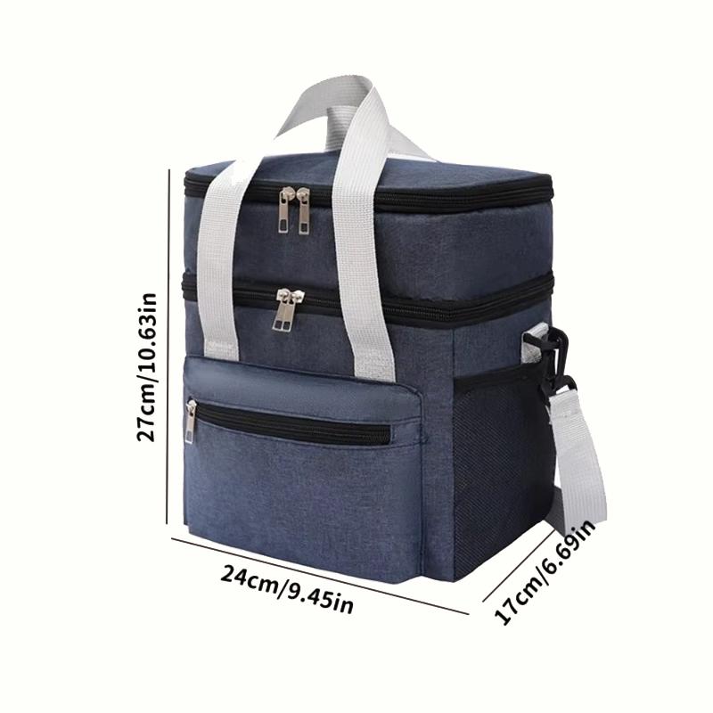 Двухслойная термосумка для ланча | Термоизолированный охладитель для еды и напитков для пикника на открытом воздухе | Сумка большой вместимости выдерживает вес 15 кг