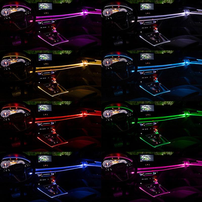 LED Car Interior Ambient Strip Lights RGB Fiber Optic Atmosphere Neon Lighting Kit With APP Remote Control Auto Decorative Lamps