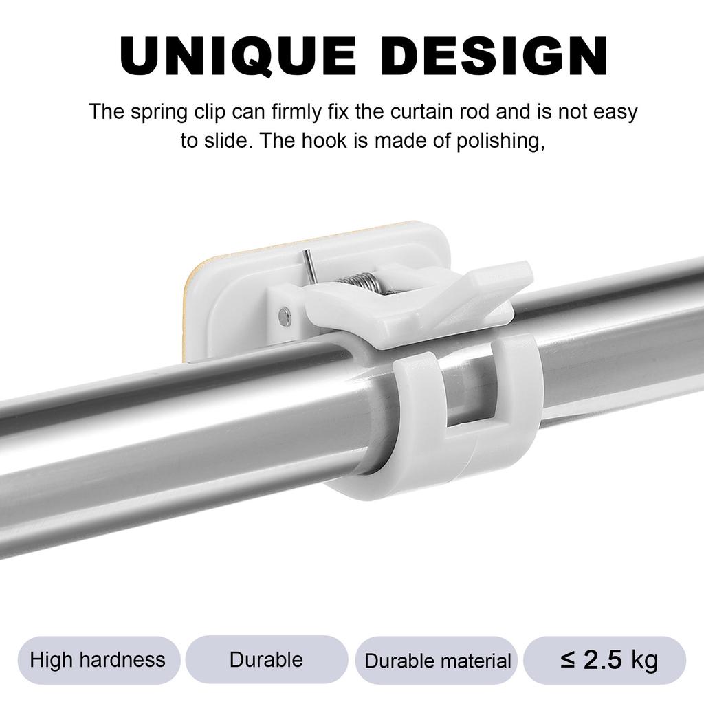 10Pcs Self Adhesive Curtain Rod Holders Premium ABS Plastic Strong Stickiness Easy Install Nail Free Adjustable Curtain Pole