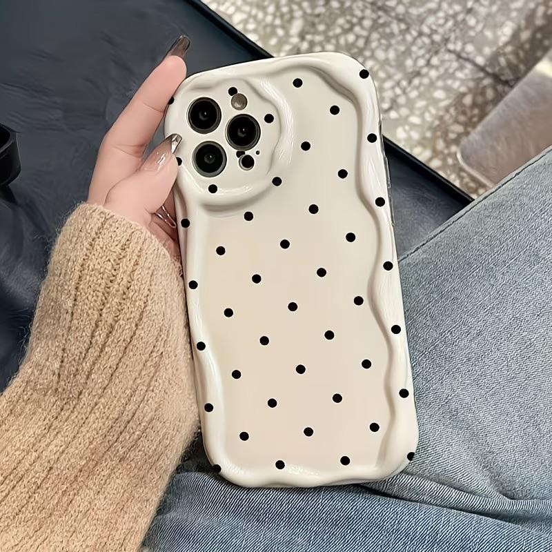 Простой однотонный чехол для телефона в горошек для iPhone 17 17e 16e 16 15 14 13 12 11 Pro Max Plus Ударопрочный чехол с волнистым краем