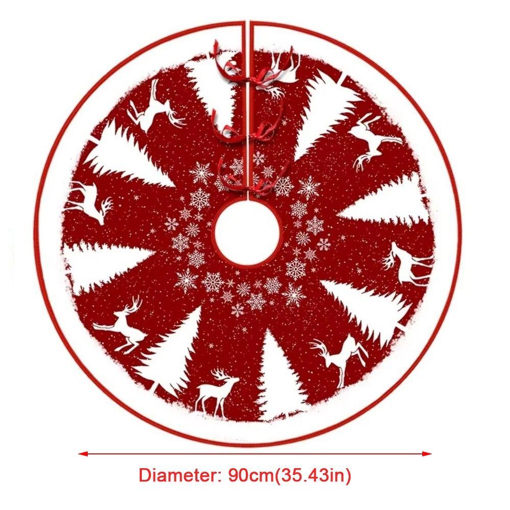 Santa Claus Snowflakes Christmas Tree Skirt 35 inch Flannel Xmas Tree Skirt Collar Soft Christmas Decoration