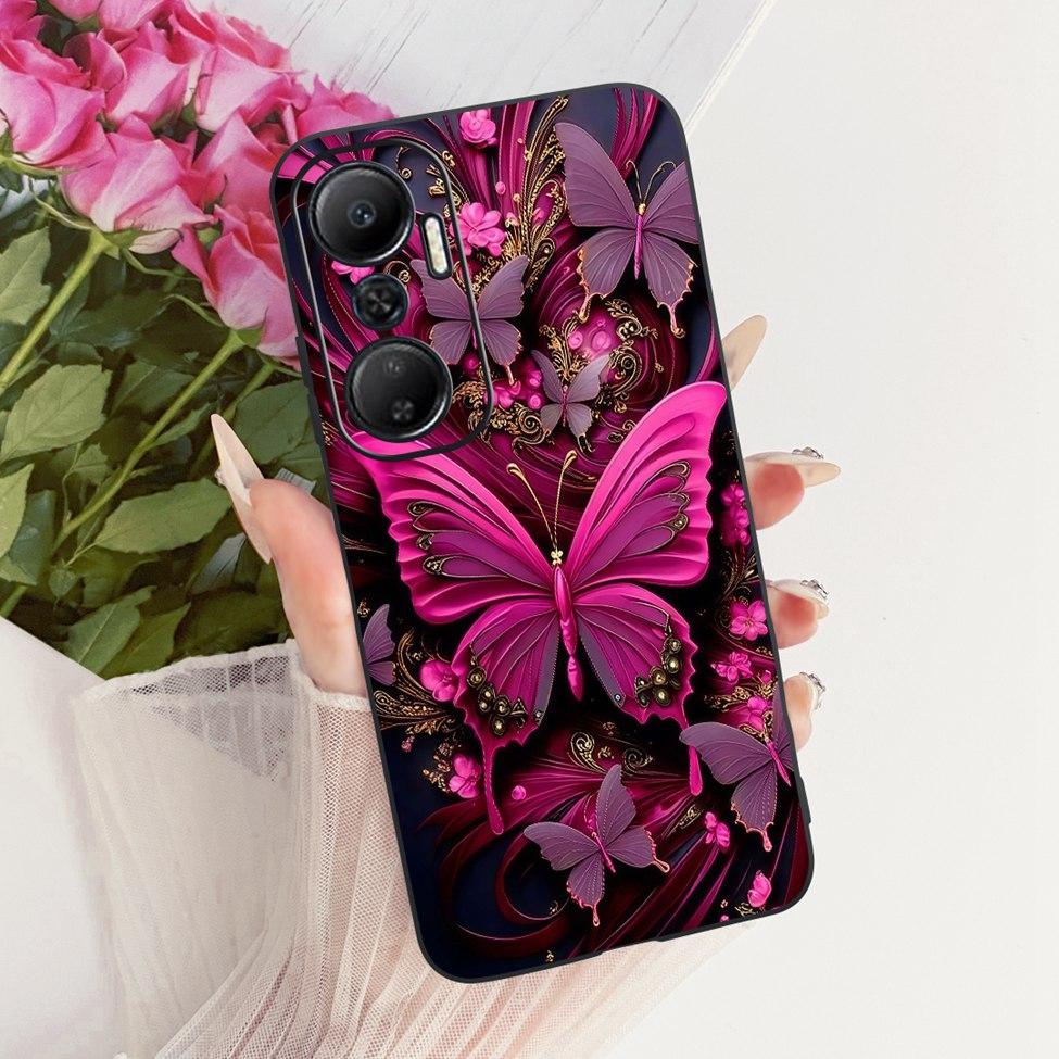 Case For Infinix Hot 20 4G Cover Cute Cat Fashion Butterfly Painted Casing For Infinix X6826 X6826B X6826C