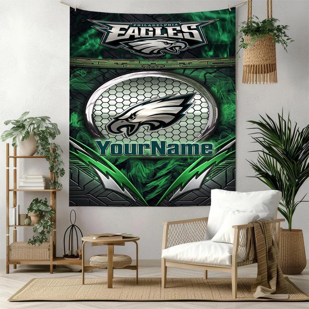 Philadelphia Eagles Custom Your Name Wall Decor Tapestry Art For Pet Memorial Birthdaywedding Party Backdrop Family Gift
