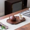 Simple Walnut Tea Tray Wooden Round Dinner Plates Leaf Storage Serving Platter Tray Tea