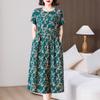 Plus Size Elegant Long Dresses for Women  Loose Short Sleeve Vintage Dress Female