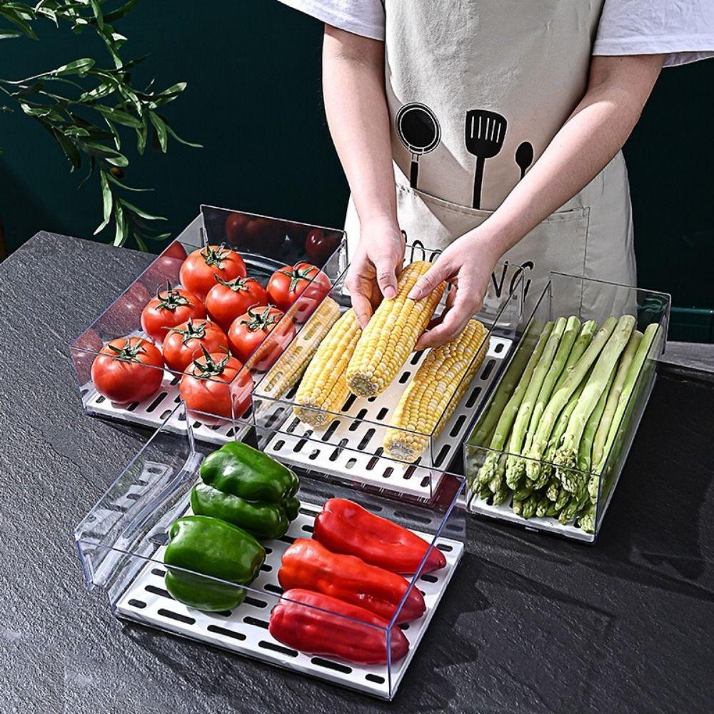 Пластиковый ящик-контейнер для хранения свежих продуктов, прозрачный, штабелируемый, для заморозки продуктов, с поддоном для слива, большая вместимость