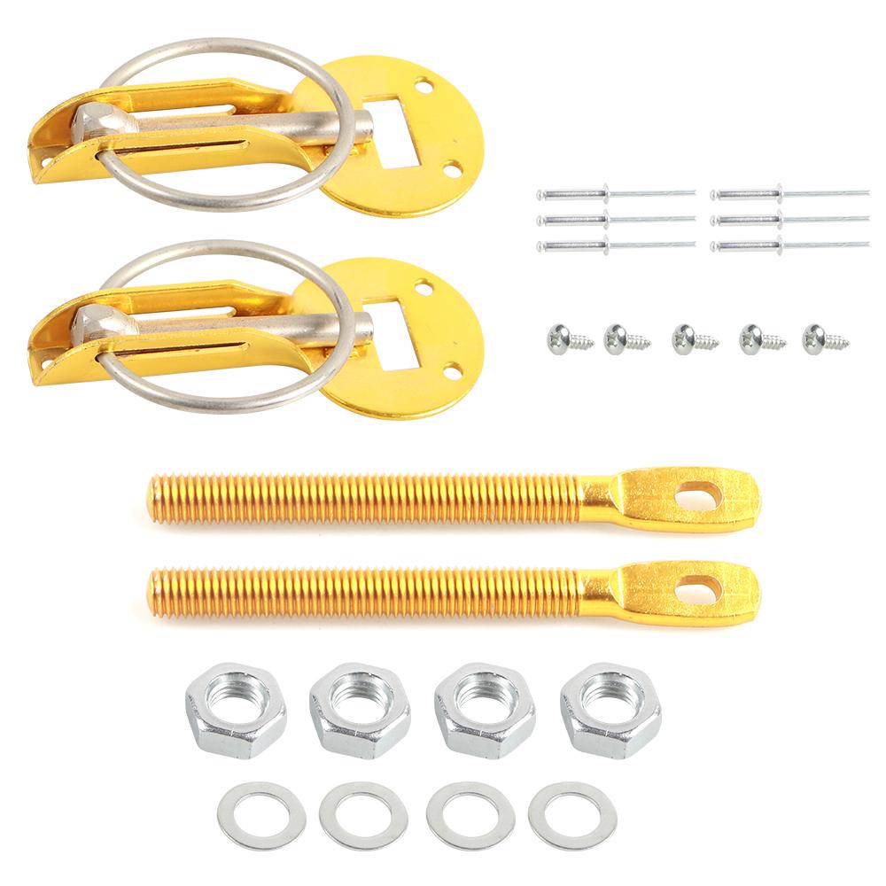 Hood Pin Kit, Universal Bonnet Hood Pins Lock Latch Kit Aluminum Racing Latch Catch Pin Key Locking Kit Car Accessories Replace