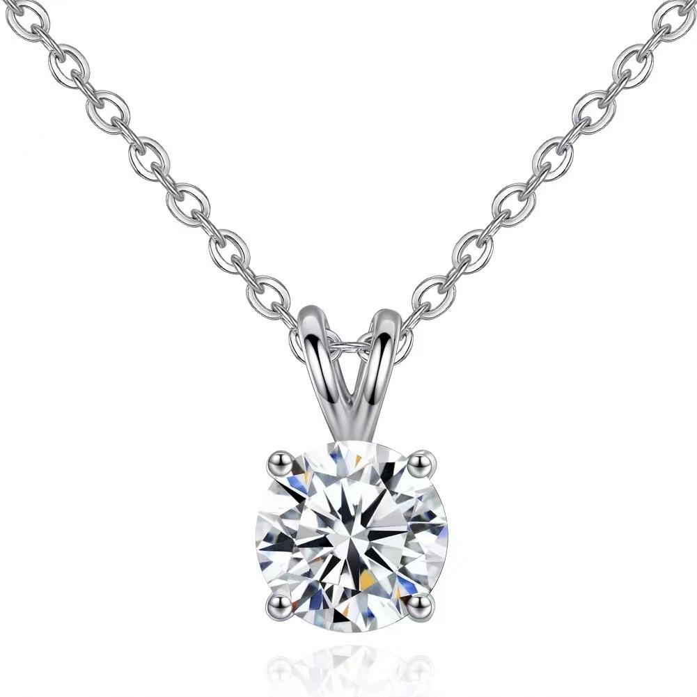 Four-Claw Sterling Silver S925 Necklace Women's Simple Classic Rabbit Pendant Carat Light Luxury Non-Fading