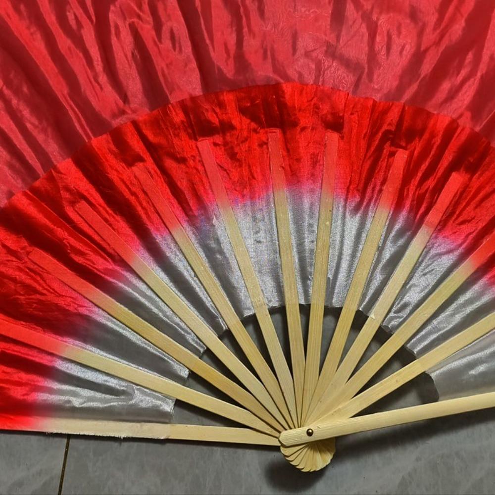 Gradient Color Belly Dancing Fan Multicolors Square Dancing Long Imitation Fan Dance Accessories