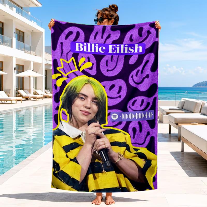 Bi-llie green Artwork Beach Towel, Microfiber Beach Towel, Perfect For Pool, Beach, Travel, Home Decor Beach Party Fan gifts