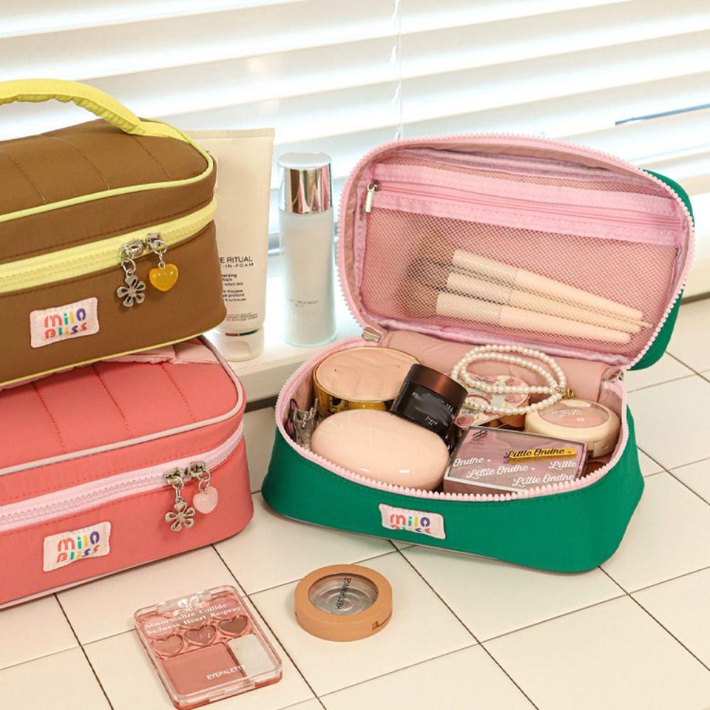 Macaron Color Fresh Makeup Bags Handbag Toiletries Bag Contrast Color Cosmetic Bag Outdoor
