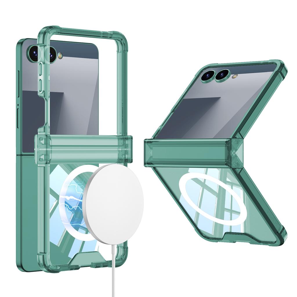 Samsung Zflip7 Mobile Phone Case Transparent Airbag Flip7 Folding Shaft Wireless Charging Full Package Anti Fall