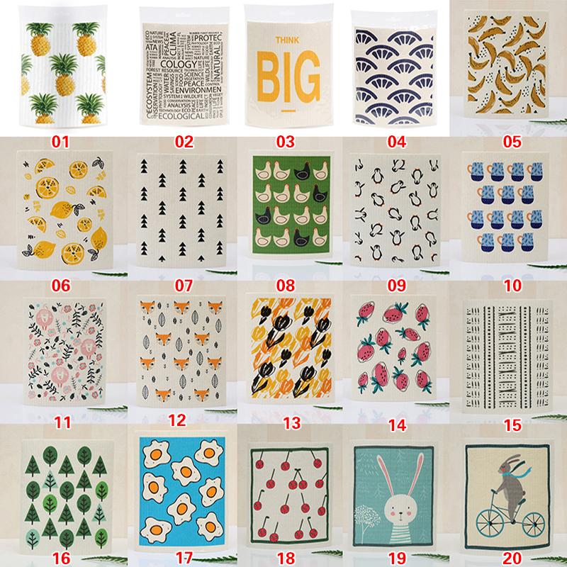 1 шт. многоразовая губка для мытья посуды кухонная напечатанная впитывающая тряпка для мытья посуды целлюлозные салфетки для уборки