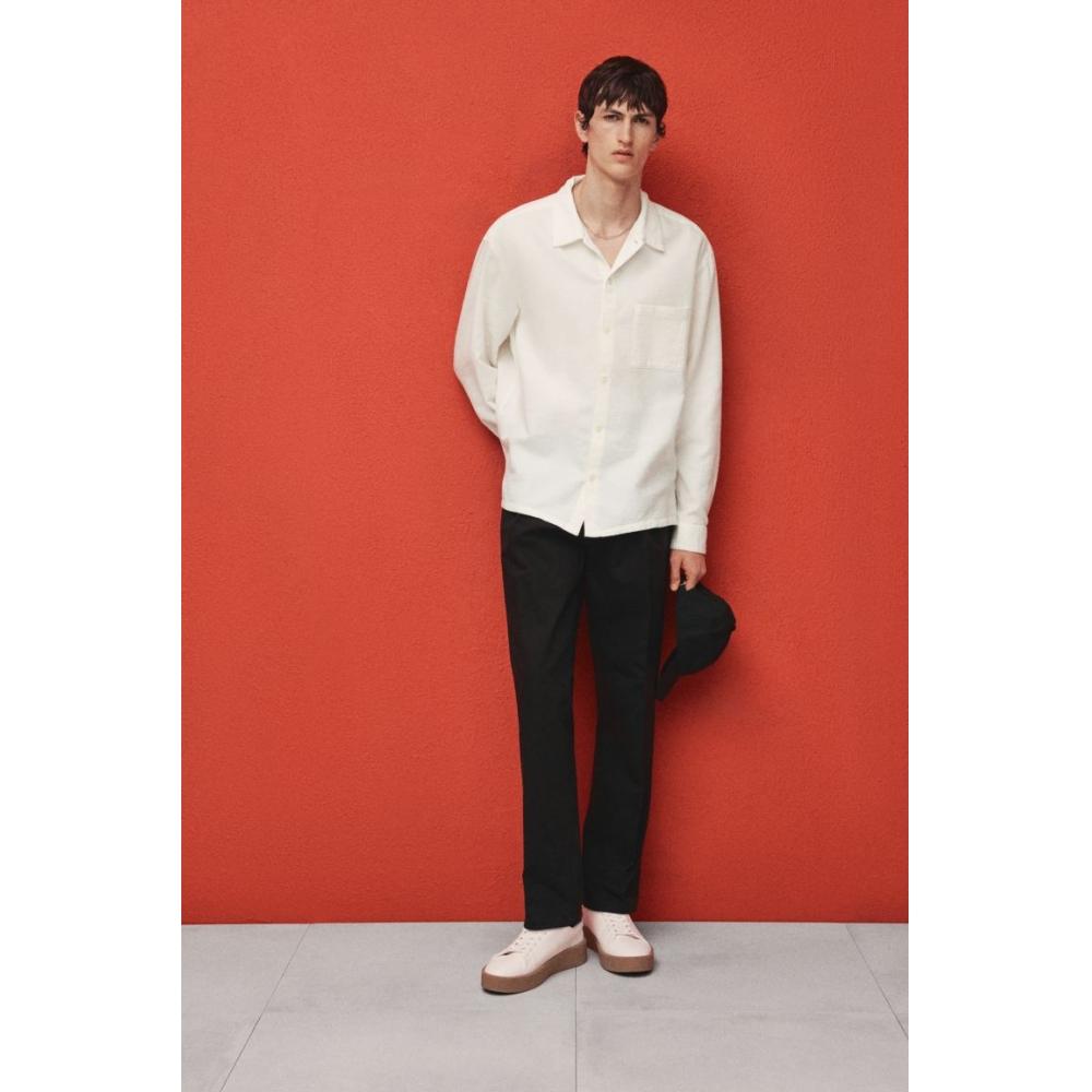 Текстурированная рубашка HM Regular Fit, белая