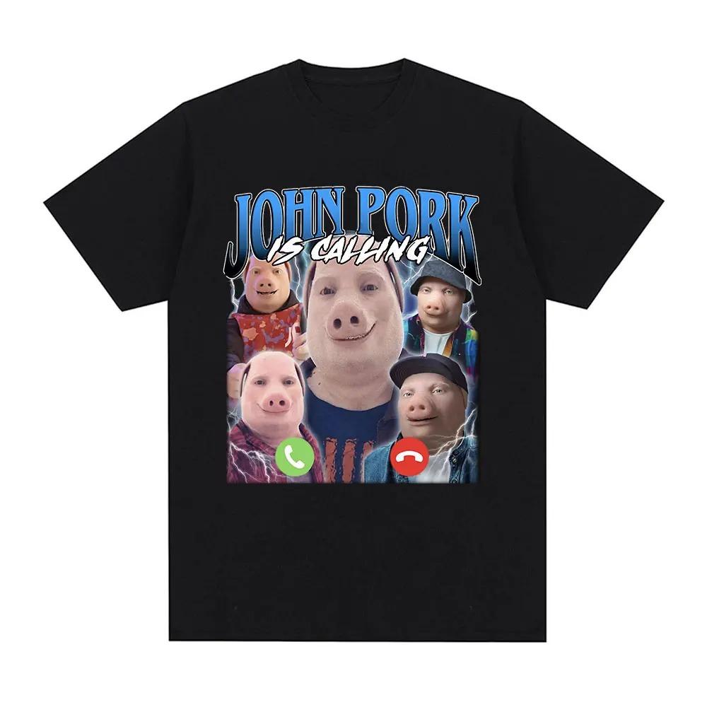 Summer John Pork Is Calling Funny Answer T Shirt Fashion For Fan Vintage Washed Unisex Comfortable Stretched Versatile Tops