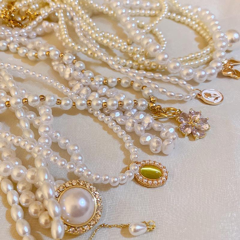 Французское ретро-колье с жемчужным цветком и надписью «Любовь», стильная цепочка на ключицу, подчеркивающая индивидуальность, украшение.